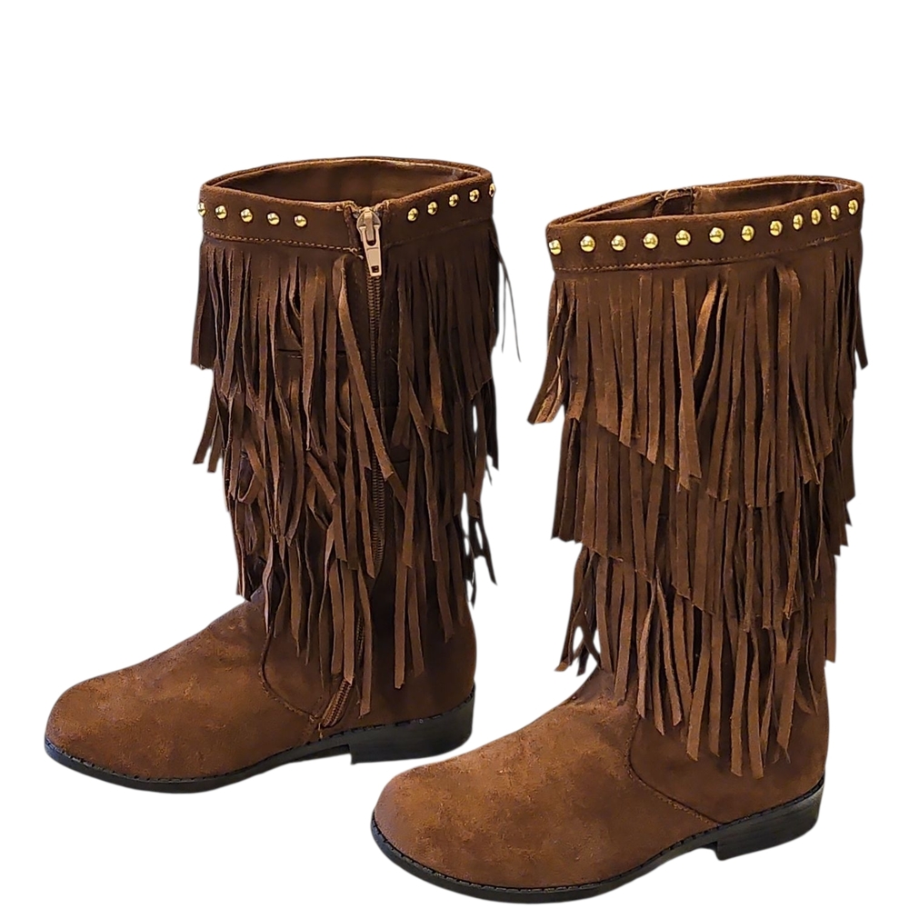 Kenneth Cole Reaction Brown Knee-Hi Fringe Boots